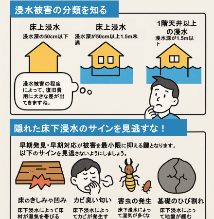 大雨被害での床下浸水、床上浸水とその隠れたサインを解説　